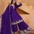 purple  silk blend  party wear embroidery   sharara suit set  