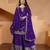 purple  silk blend  party wear embroidery   sharara suit set  