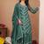 green  silk blend  party wear embroidery   sharara suit set  