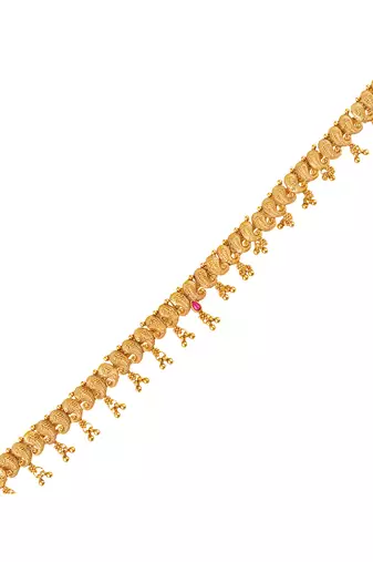 Faux ruby studded gold plated ethnic kamarbandh belly chain jewellery for women & girls