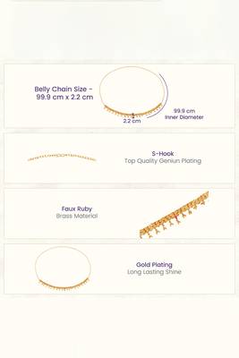 Faux ruby studded gold plated ethnic kamarbandh belly chain jewellery for women & girls 3