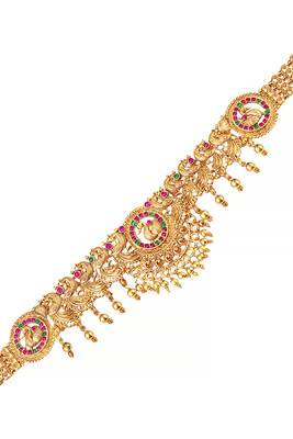 Gold plated faux ruby faux emerald studded ethnic belly chain kamarbandh jewellery gift for women girls 4