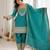 sea green faux georgette embroidered gown set with organza silk blend  dupatta