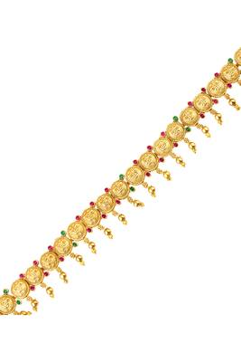 Gold plated faux ruby faux emerald studded ethnic belly chain kamarbandh jewellery for women 4