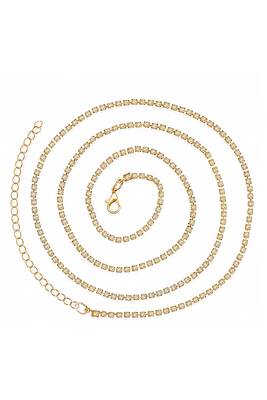 Gold plated cubic zirconia studded ethnic belly chain kamarbandh jewellery for women 3