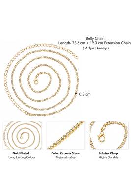 Gold plated cubic zirconia studded ethnic belly chain kamarbandh jewellery for women 4