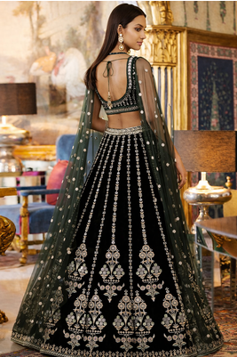 Green Georgette Zari Sequin Embroidery Work Lehenga Choli 4