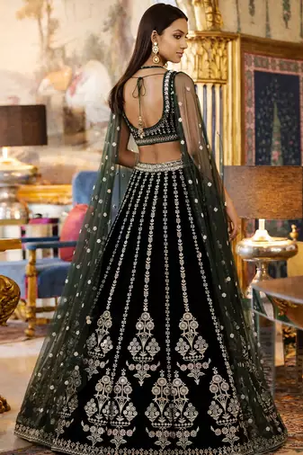 Green Georgette Zari Sequin Embroidery Work Lehenga Choli