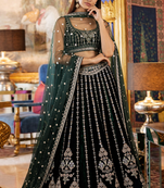 Green Georgette Zari Sequin Embroidery Work Lehenga Choli