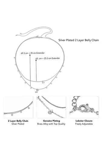 Silver plated 2 layer fancy waist chain belly chain kamarbandh jewellery for women