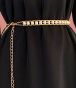 Gold plated pearl studded dress waist belt kamar bandh belly chain jewellery for women