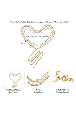 Gold plated pearl studded dress waist belt kamar bandh belly chain jewellery for women 4