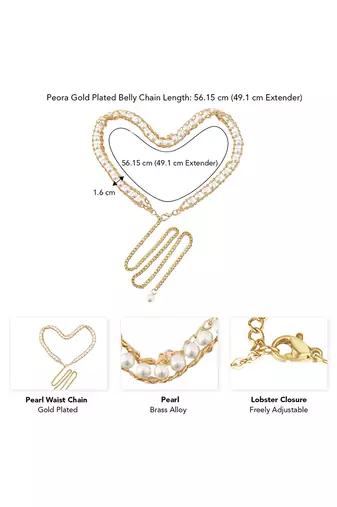 Gold plated pearl studded dress waist belt kamar bandh belly chain jewellery for women