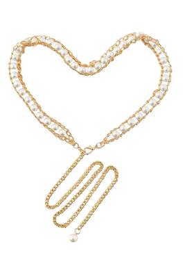 Gold plated pearl studded dress waist belt kamar bandh belly chain jewellery for women 5