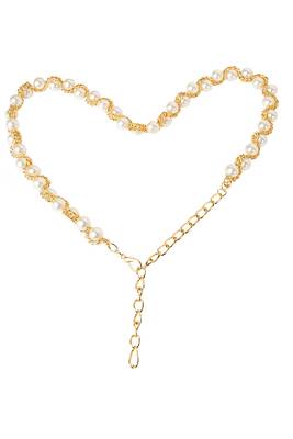 Gold plated pearl studded waist belt kamar bandh belly chain elegant dress accessory 3