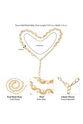 Gold plated pearl studded waist belt kamar bandh belly chain elegant dress accessory 4