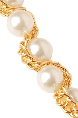Gold plated pearl studded waist belt kamar bandh belly chain elegant dress accessory 5