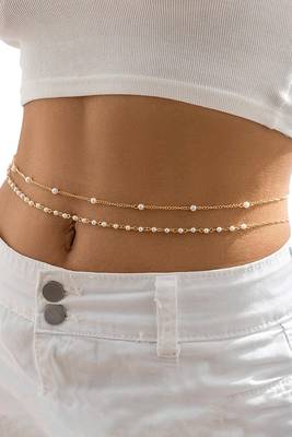 Gold plated beads studded belly chain kamarbandh waist chain belt body chain 2