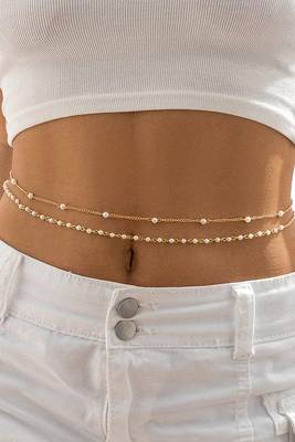 Gold plated beads studded belly chain kamarbandh waist chain belt body chain 3