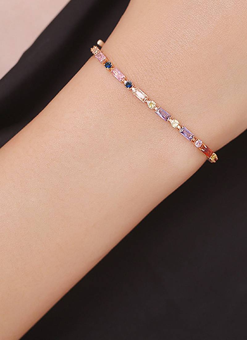 Multicolor openable bracelet for women & girls | gold plated | crystals studded | festive stylish design jewellery