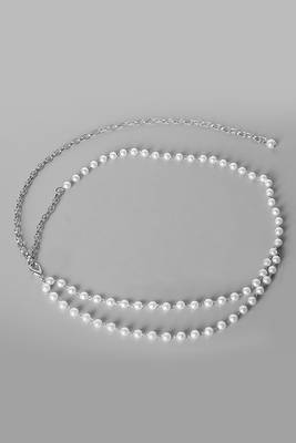 Silver plated faux pearl belly chain kamar bandh waist chain belt body chain 1
