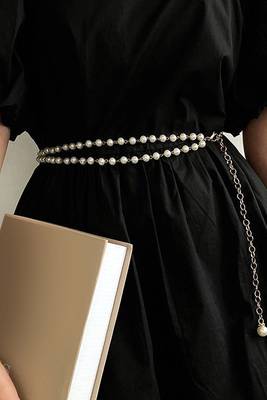 Silver plated faux pearl belly chain kamar bandh waist chain belt body chain 2