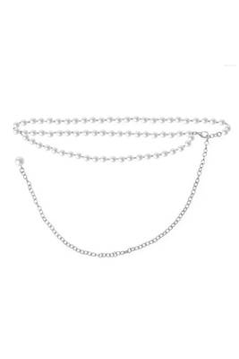 Silver plated faux pearl belly chain kamar bandh waist chain belt body chain 3