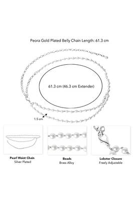 Silver plated faux pearl belly chain kamar bandh waist chain belt body chain 4
