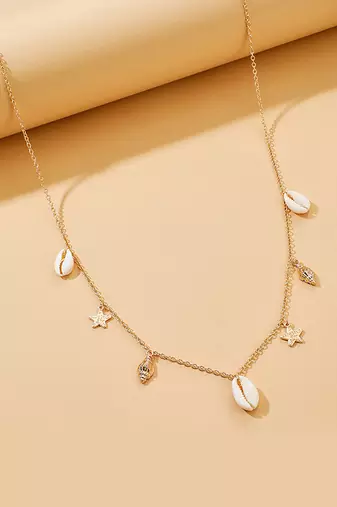 Gold plated sea shell star tassel waist belly chain fancy kamarbandh belt jewellery for women