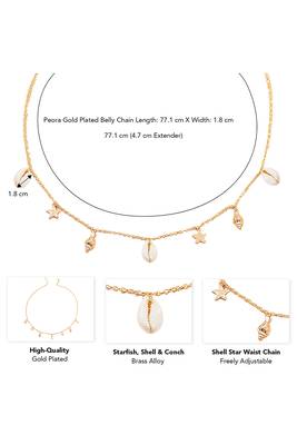 Gold plated sea shell star tassel waist belly chain fancy kamarbandh belt jewellery for women 5