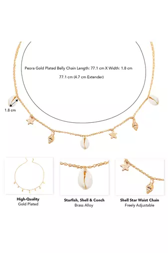 Gold plated sea shell star tassel waist belly chain fancy kamarbandh belt jewellery for women