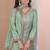green pista  silk blend party wear embroidery sharara suit set 