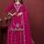 pink fandy silk blend party wear embroidery sharara suit set 