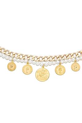 2 layer gold plated waist chain kamar bandh with white beads & coin tassels jewellery gift 3