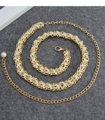 Gold plated white small beads braided waist belt kamar bandh jewellery stylish gift for women