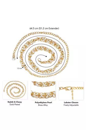 Gold plated white small beads braided waist belt kamar bandh jewellery stylish gift for women