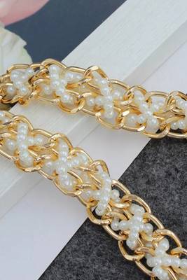 Gold plated white small beads braided waist belt kamar bandh jewellery stylish gift for women 5