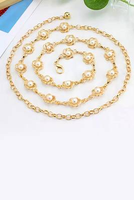 Gold plated flower style pearl belly chain body chain jewellery for women & girls 1