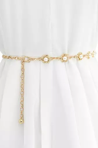 Gold plated flower style pearl belly chain body chain jewellery for women & girls