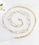 Gold plated pearl studded kamarbandh belly chain wrist belt fancy jewellery for women