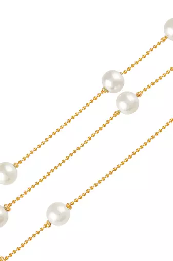Gold plated pearl studded kamarbandh belly chain wrist belt fancy jewellery for women