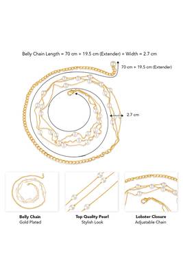 Gold plated pearl studded kamarbandh belly chain wrist belt fancy jewellery for women 4