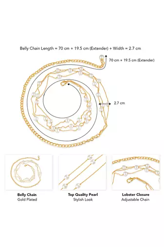 Gold plated pearl studded kamarbandh belly chain wrist belt fancy jewellery for women
