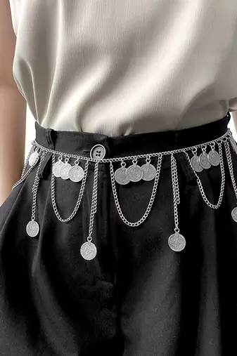 Silver plated taditional layer body chain belly chain kamarbandh waist chain belt dress