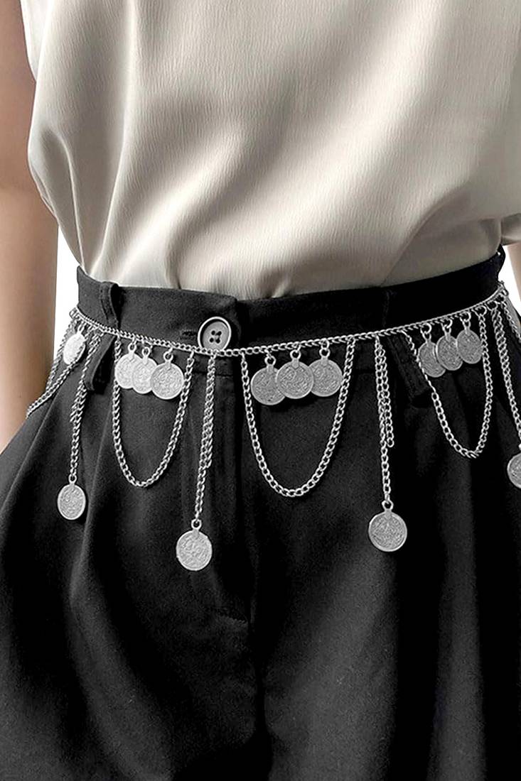 Silver plated taditional layer body chain belly chain kamarbandh waist chain belt dress