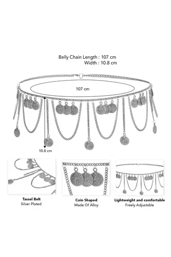 Silver plated taditional layer body chain belly chain kamarbandh waist chain belt dress