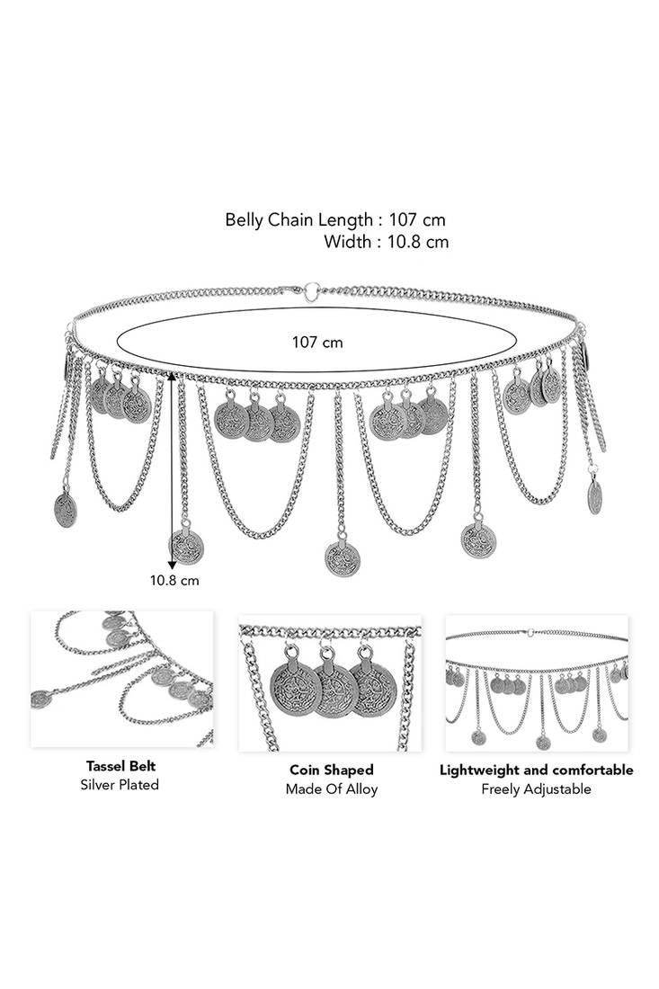 Silver plated taditional layer body chain belly chain kamarbandh waist chain belt dress