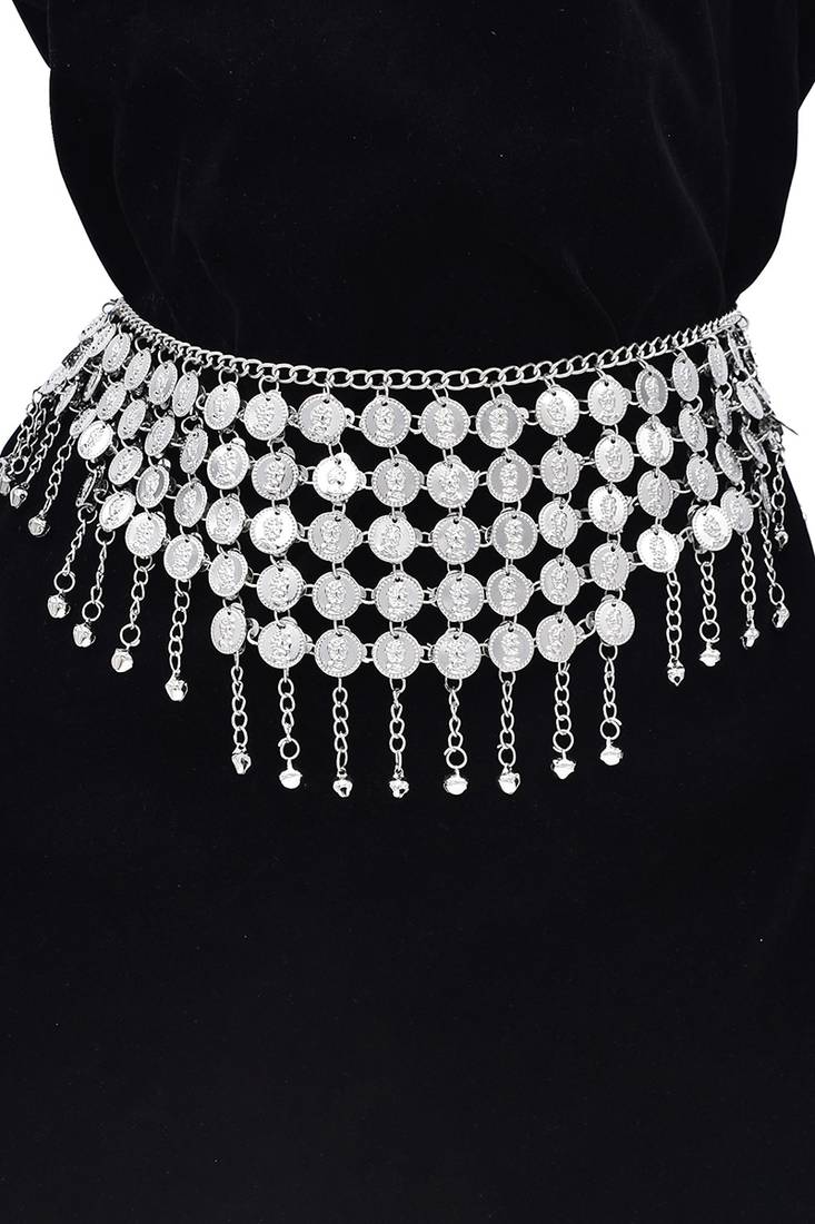 Silver plated waist belt kamar bandh comfortable & adjustable belly chain jewellery for women