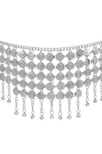 Silver plated waist belt kamar bandh comfortable & adjustable belly chain jewellery for women