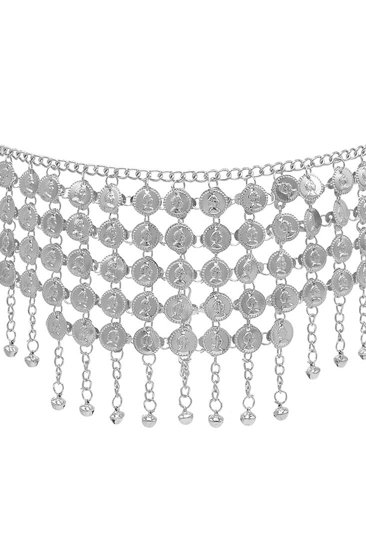 Silver plated waist belt kamar bandh comfortable & adjustable belly chain jewellery for women